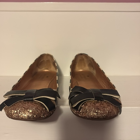 Kate Spade Striped Flats with Glitter Toe and Bow “Trixie” 8 - Picture 3 of 8